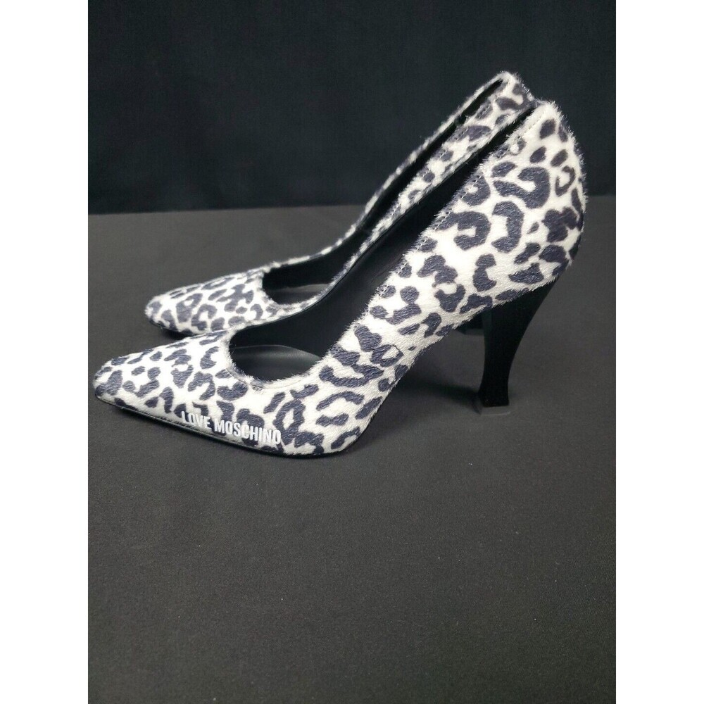 Love Moschino Taglia Leopard Faux Fur Patent Leather Heels Shoes Size 40/ 9.5 - Picture 5 of 8